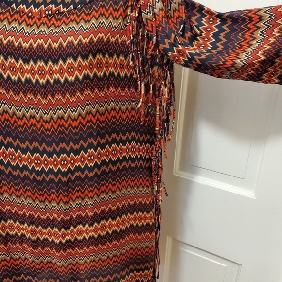 NWOT Zara Women Aztec Print  Fringe Multicolored Dress Size Medium, Unique - Picture 6 of 12